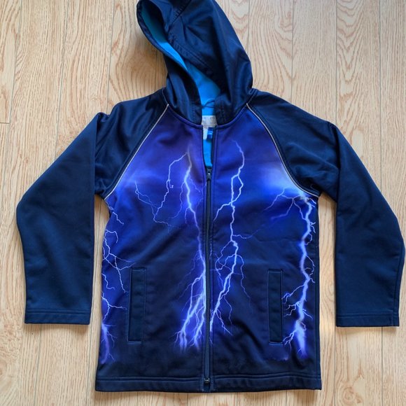 Fleece Windbreaker Softshell Jacket Lightning Boys Zip-up - Picture 2 of 4